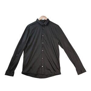 COS Womens Long‎ Sleeve Cotton Shirt L Black Button Down Minimalist Capsule Work